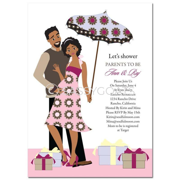 African American Baby Shower Invitation - Fancy Umbrella