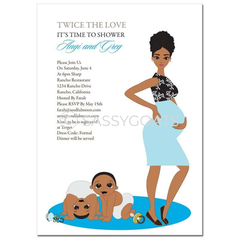 African American Couples Baby Shower Invitations