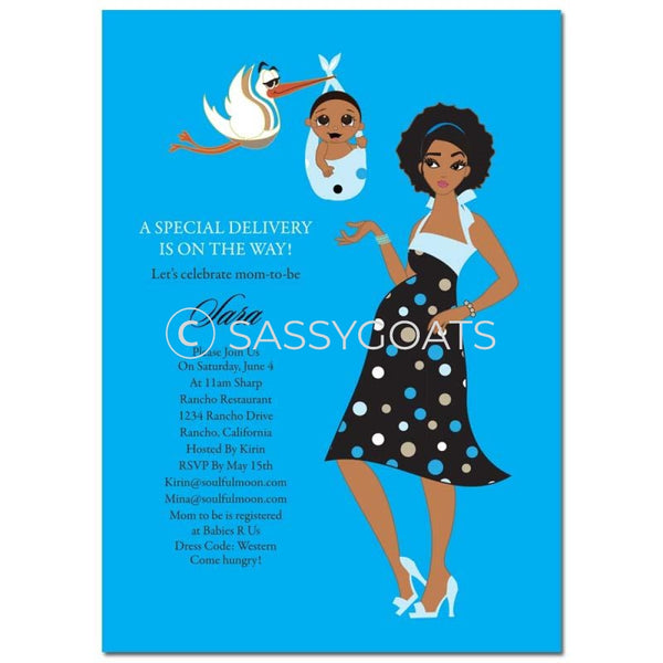 African American Baby Shower Invitation - Spring Delivery