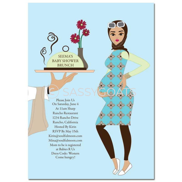 Baby Shower Invitation - Dining Diva Headscarf Hijab