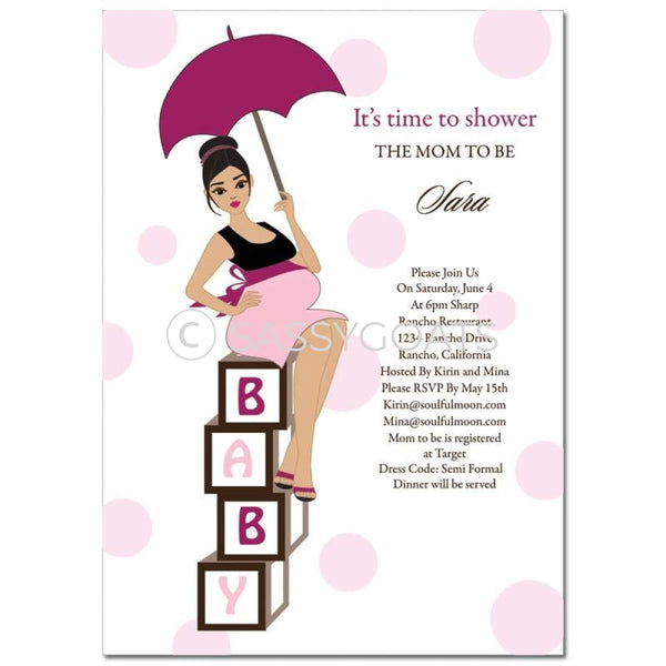 Baby Shower Invitation - Diva Blocks Brunette