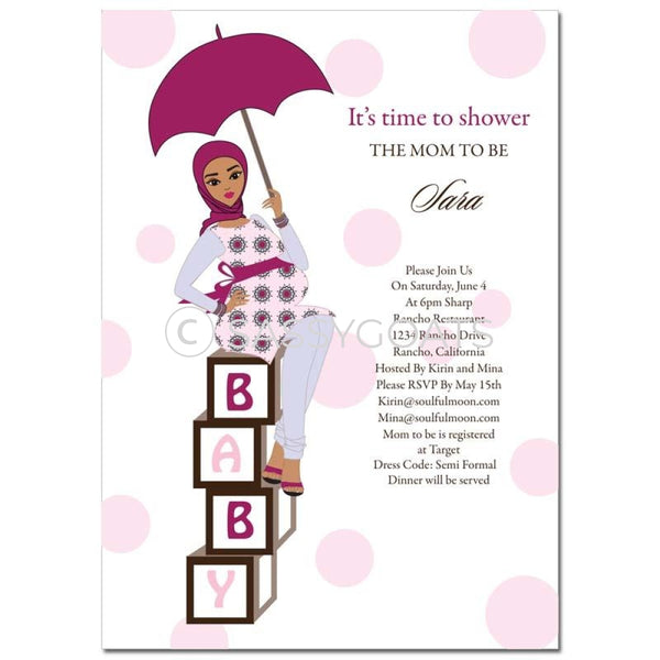 Baby Shower Invitation - Diva Blocks Headscarf Hijab