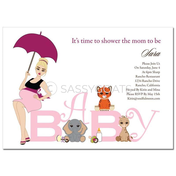 Baby Shower Invitation - Safari Animals Blonde