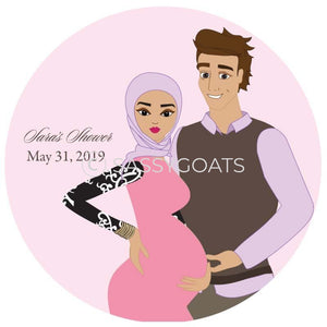 Baby Shower Party And Gift Stickers - Glam Couple Headscarf Hijab