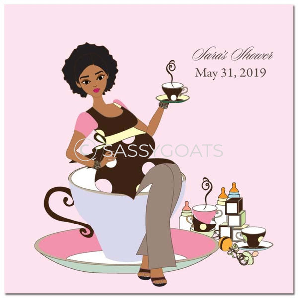 Baby Shower Party And Gift Stickers - Teacup Mommy African American