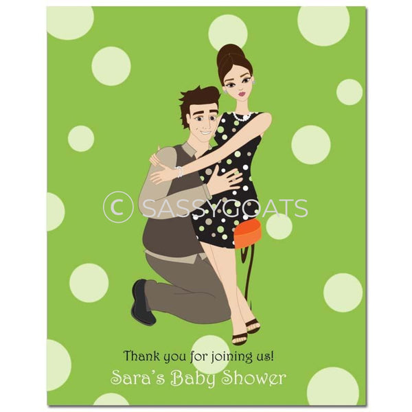 Baby Shower Party Poster - Couple Hugs Brunette
