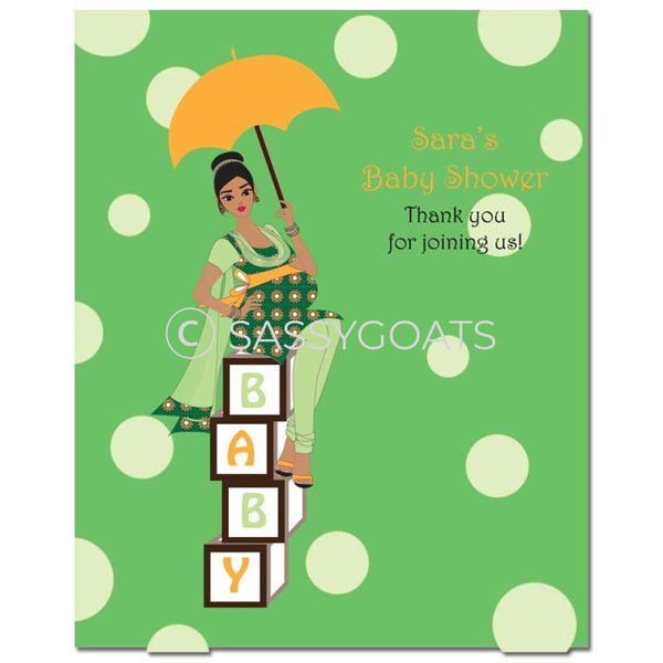 Baby Shower Party Poster - Fancy Umbrella South Asian