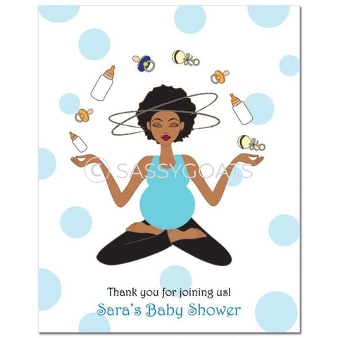 Baby Shower Party Poster - Meditating Mommy African American