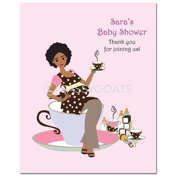 Baby Shower Party Poster - Teacup Mommy African American