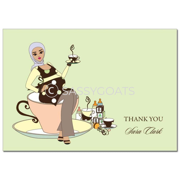 Baby Shower Thank You Card - Teacup Mommy Headscarf Hijab