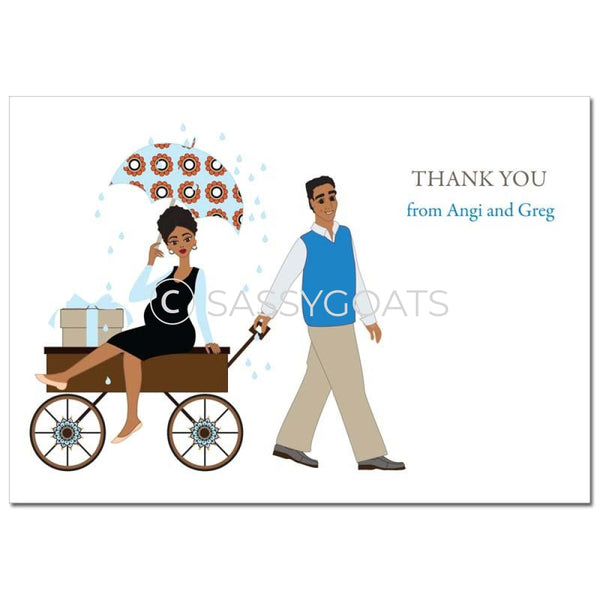 Baby Shower Thank You Card - Wagon Diva African American