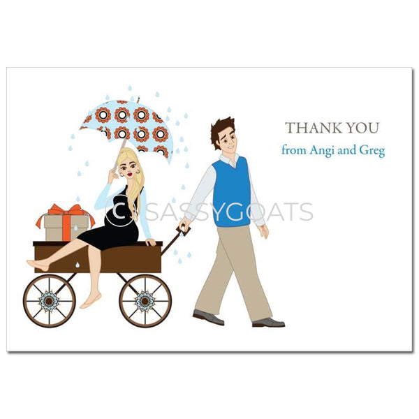 Baby Shower Thank You Card - Wagon Diva Blonde
