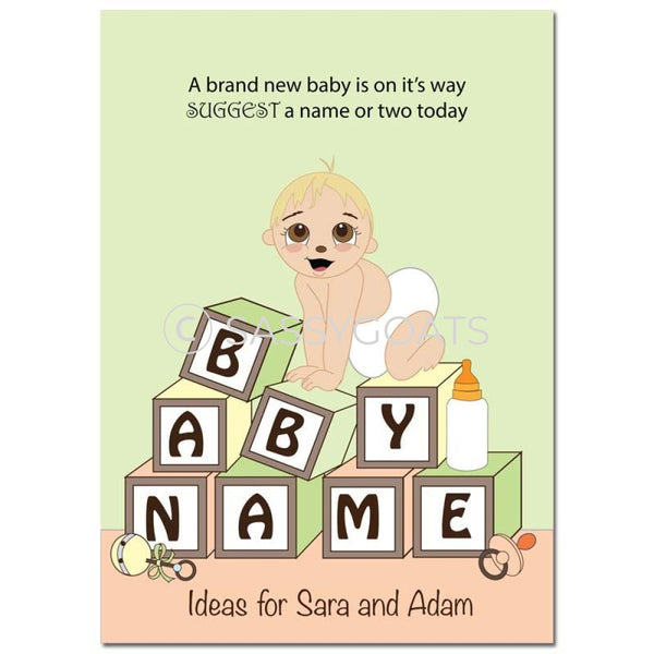 Blonde Baby Shower Games - Blocks Name Suggestions