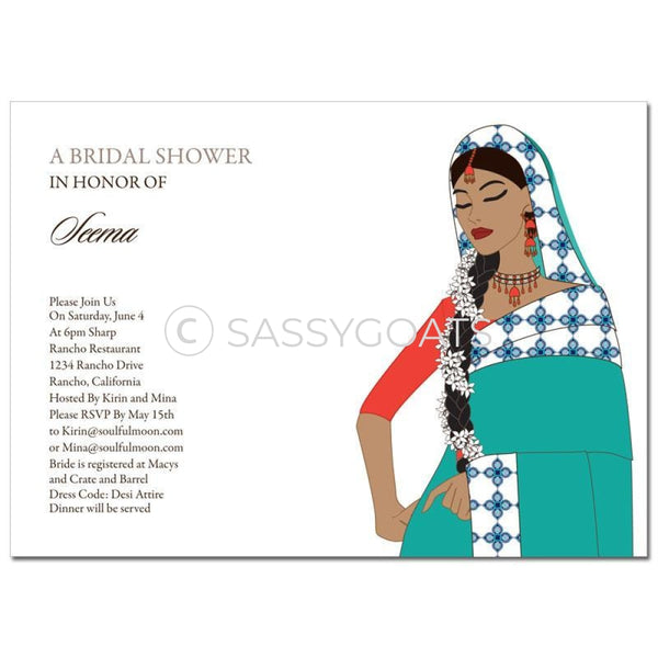 Bridal Shower Dholki Invitation - Gajra Profile Indian