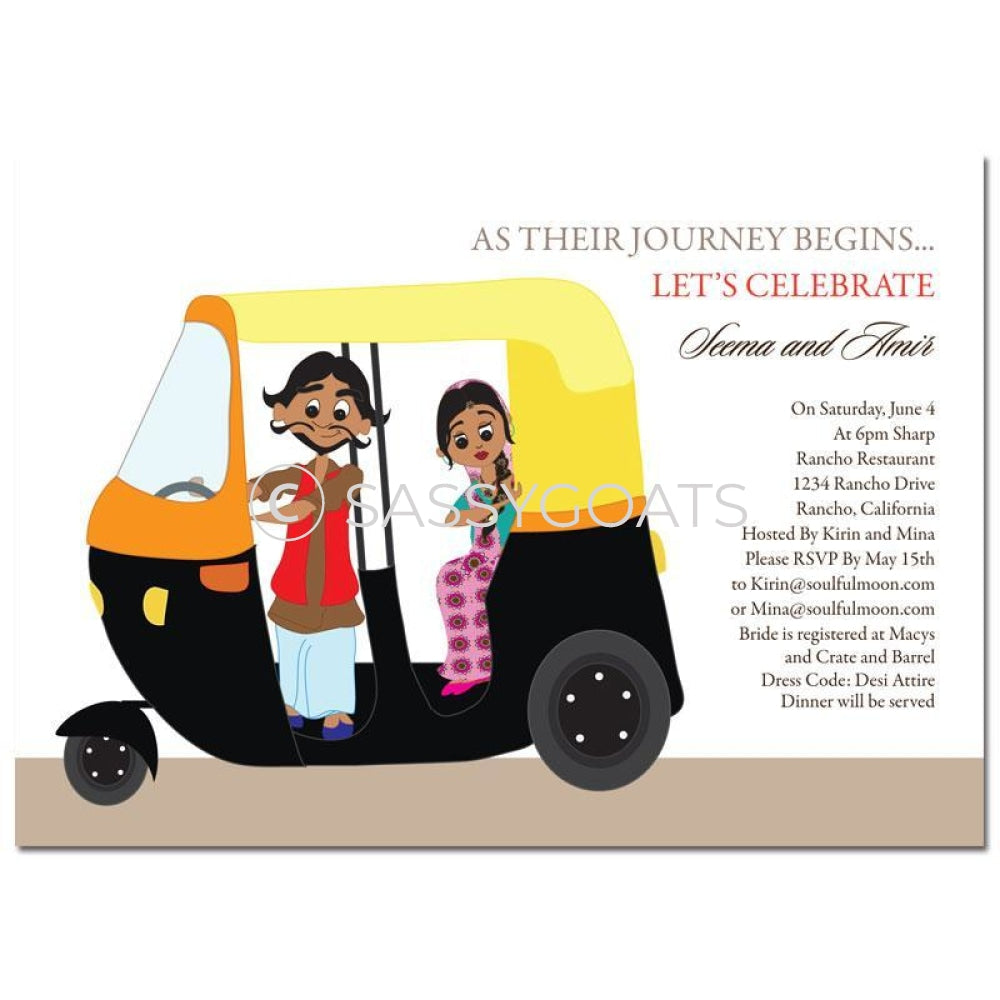Bridal Shower Dholki Invitation - Rickshaw Fun Indian