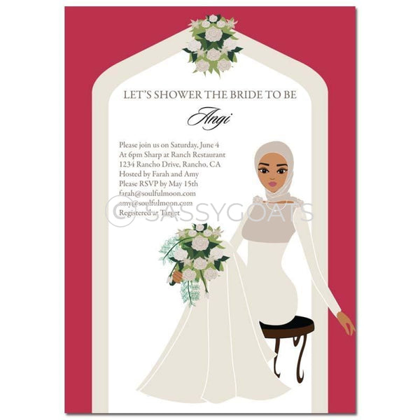 Bridal Shower Invitation - Arch Diva Headscarf Hijab