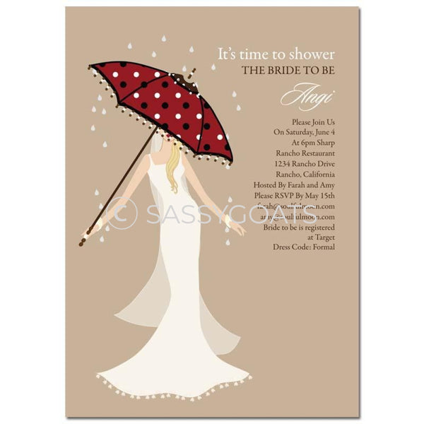 Bridal Shower Invitation - Umbrella Diva Blonde