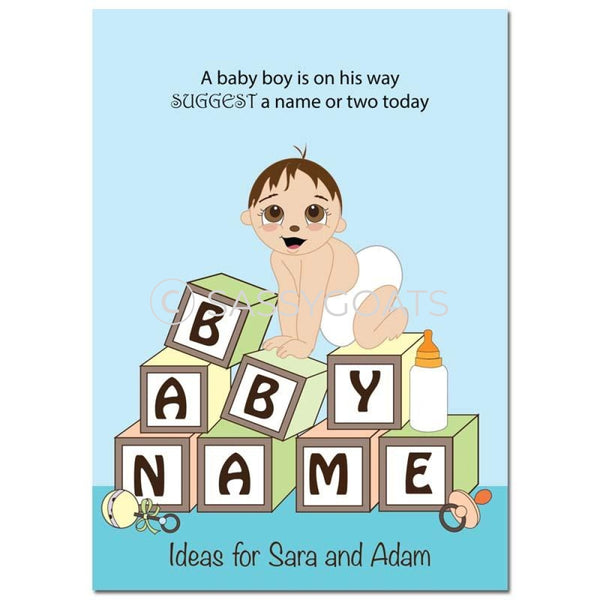 Brunette Baby Shower Games - Blocks Name Suggestions