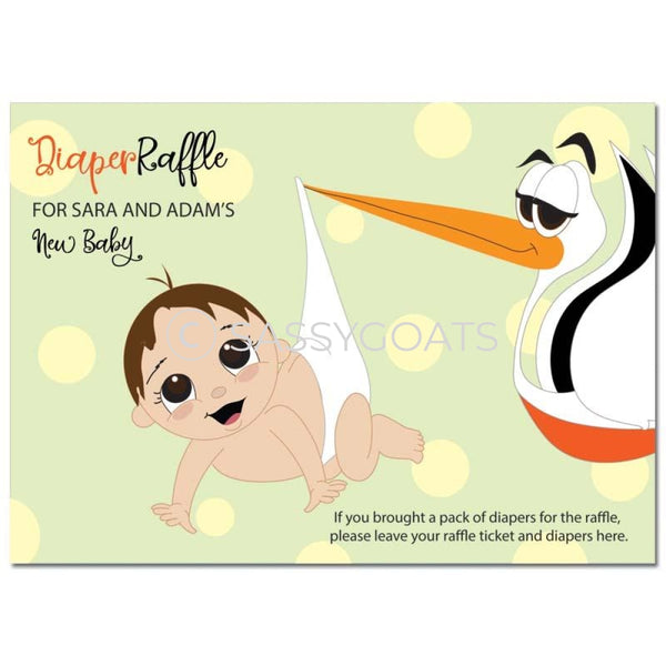 Brunette Baby Shower Games - Stork Dropoff Diaper Raffle