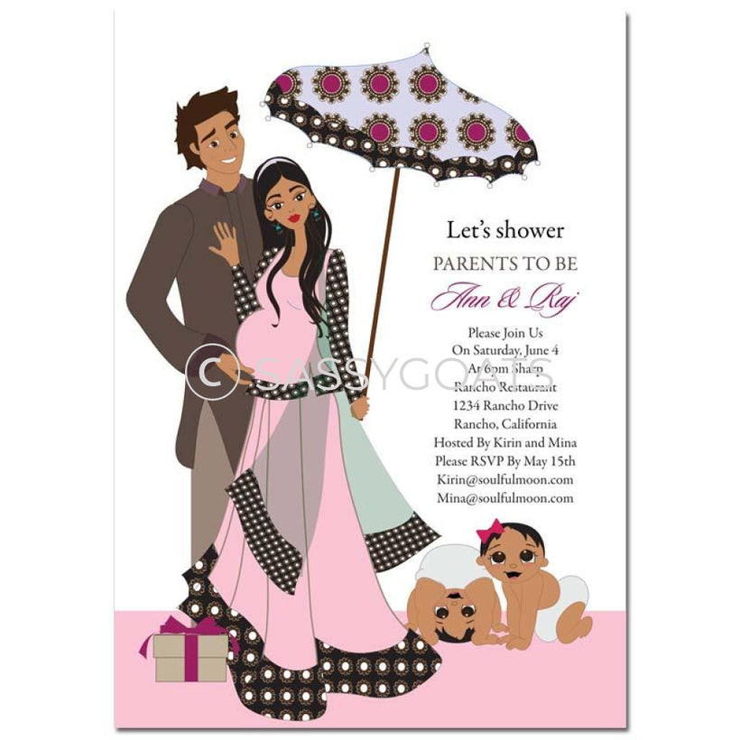 Indian Twin Baby Shower Invitations