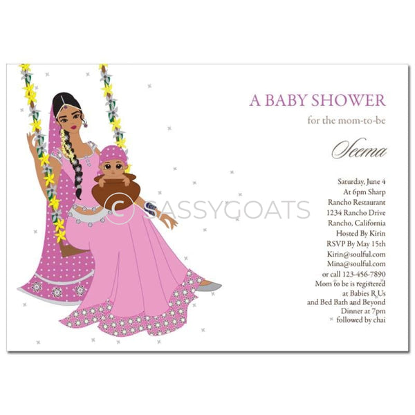 Indian Baby Shower Invitation - Jhula