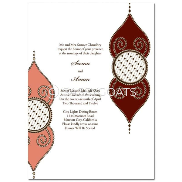 Indian Wedding Invitation - Henna Teardrops