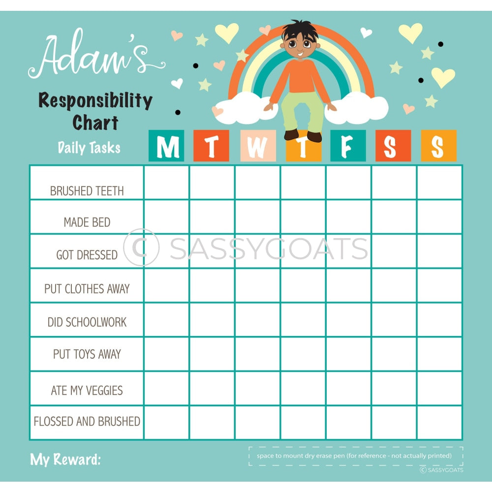 Personalized Laminated Chore Chart for Boys -  Canada