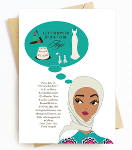 Hijab Headscarf Bridal Shower Invitations