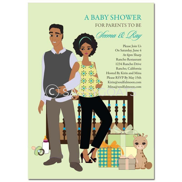 African American Baby Shower Invitation - Back To
