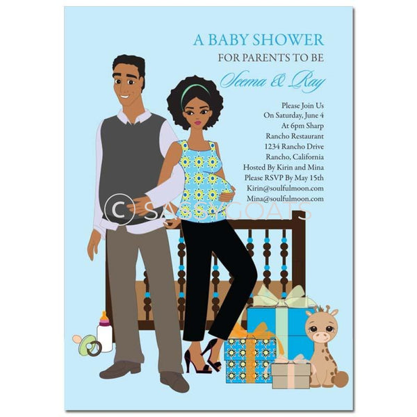 African American Baby Shower Invitation - Back To