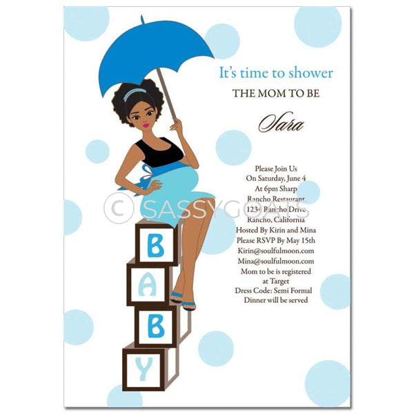 African American Baby Shower Invitation - Diva Blocks