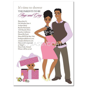 African American Baby Shower Invitation - Glam Couple
