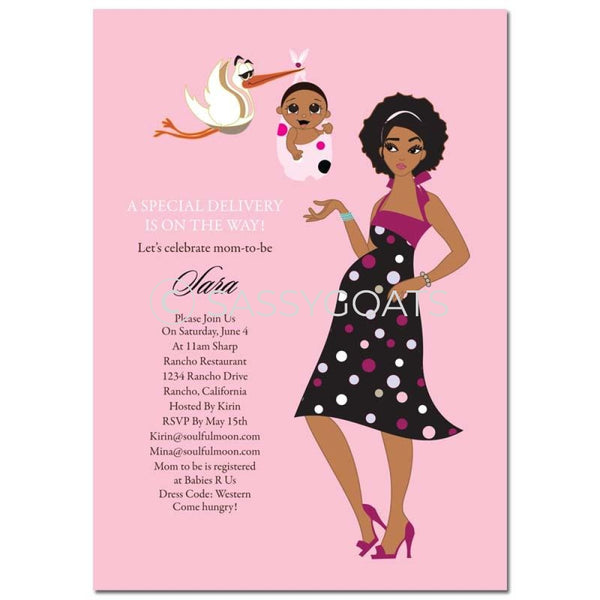 African American Baby Shower Invitation - Spring Delivery