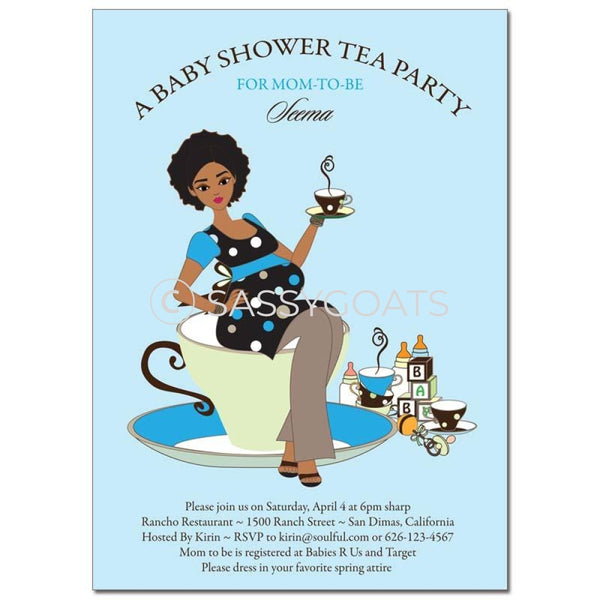 African American Baby Shower Invitation - Teacup Mommy