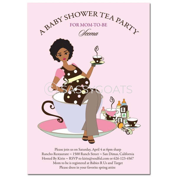 African American Baby Shower Invitation - Teacup Mommy