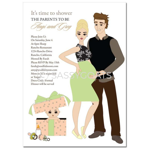 Baby Shower Invitation - Glam Couple Blonde