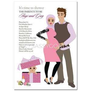 Baby Shower Invitation - Glam Couple Headscarf Hijab