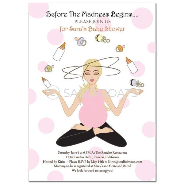Baby Shower Invitation - Meditating Mommy Blonde