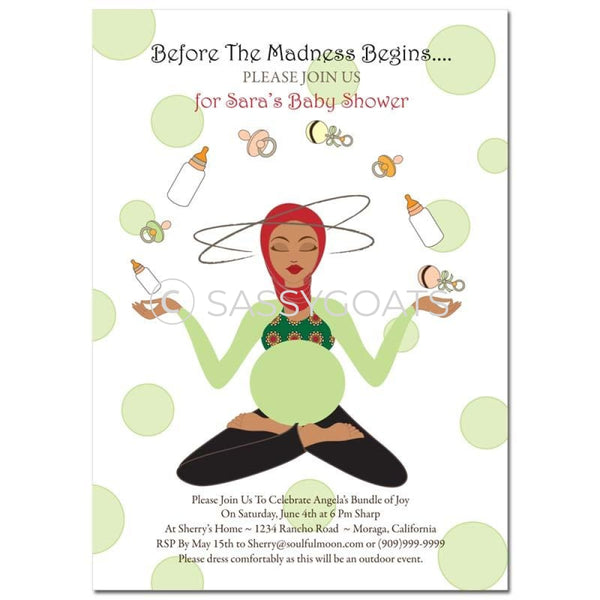 Baby Shower Invitation - Meditating Mommy Headscarf Hijab