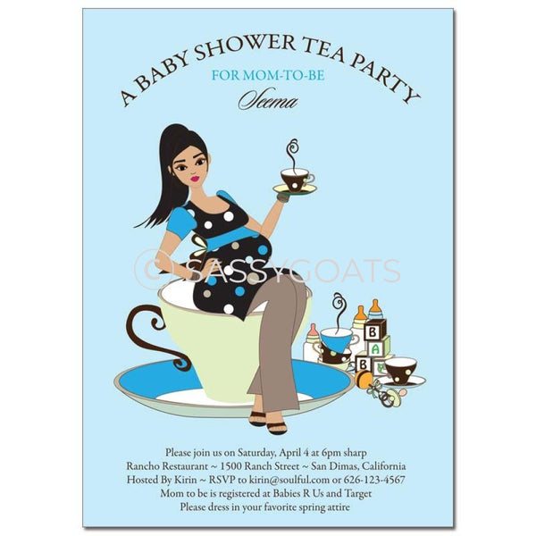 Baby Shower Invitation - Teacup Mommy Brunette