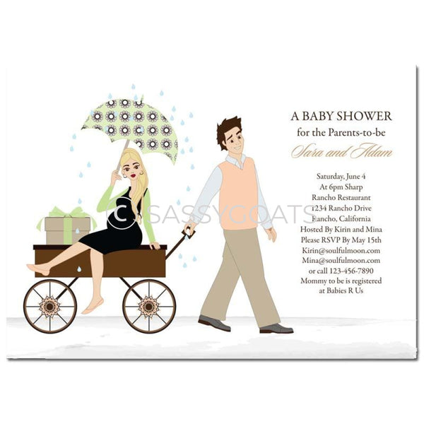 Baby Shower Invitation - Wagon Diva Blonde