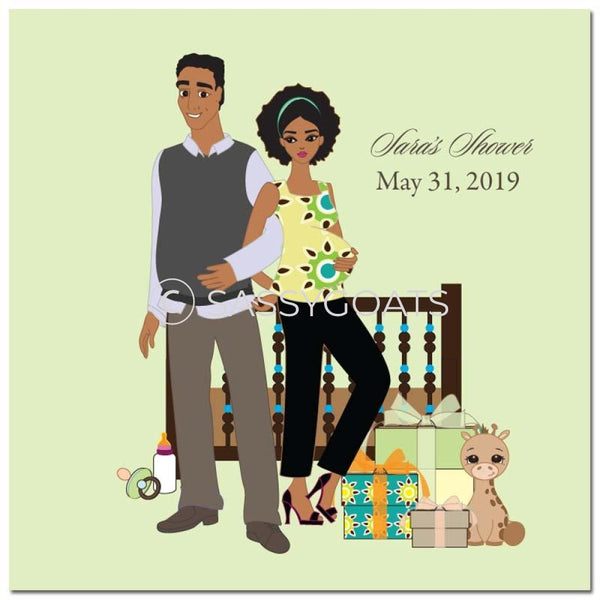 Baby Shower Party And Gift Stickers - Back To African American