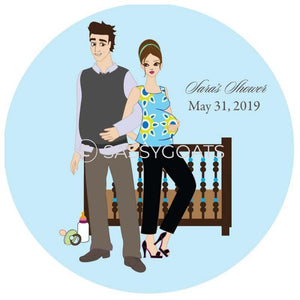 Baby Shower Party And Gift Stickers - Back To Brunette