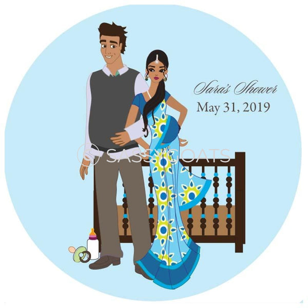 Baby Shower Party And Gift Stickers - Back To South Asian