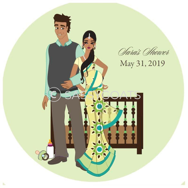 Baby Shower Party And Gift Stickers - Back To South Asian
