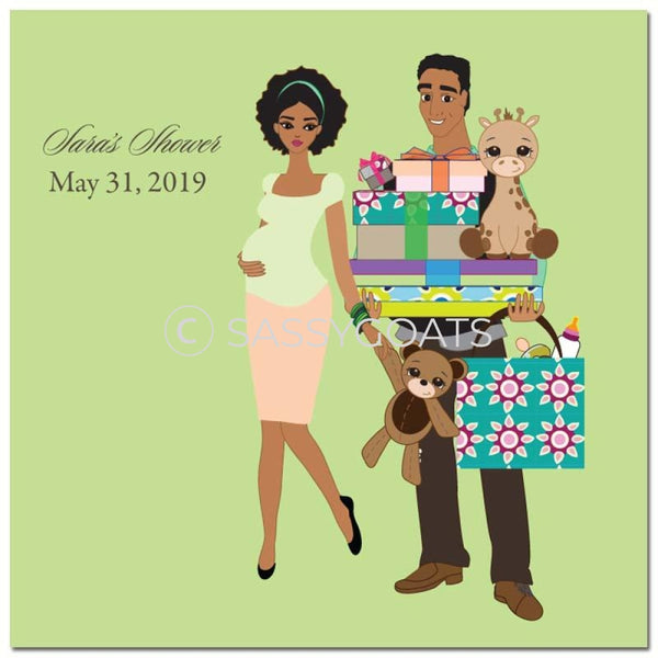 Baby Shower Party And Gift Stickers - Bounty African American