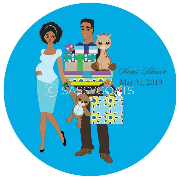 Baby Shower Party And Gift Stickers - Bounty African American