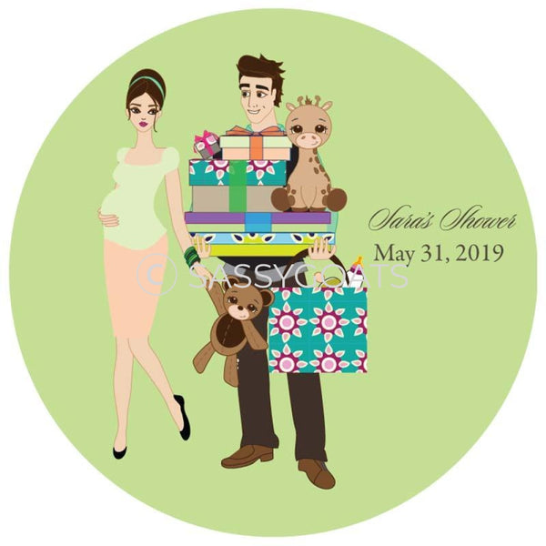 Baby Shower Party And Gift Stickers - Bounty Brunette