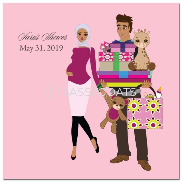 Baby Shower Party And Gift Stickers - Bounty Headscarf Hijab
