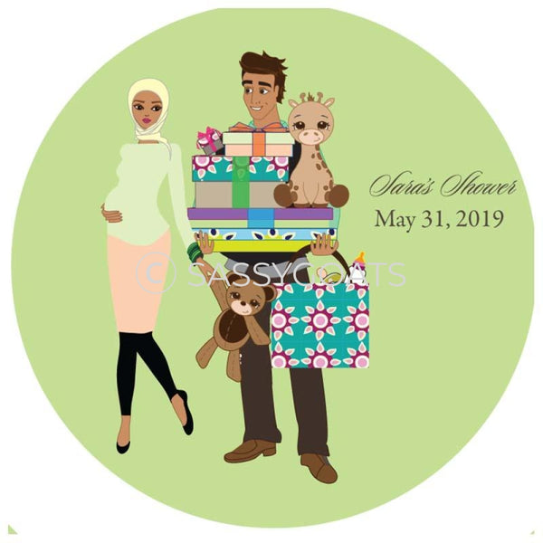 Baby Shower Party And Gift Stickers - Bounty Headscarf Hijab